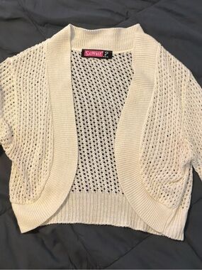 Say What? Cream Open-Knit Cropped Shrug